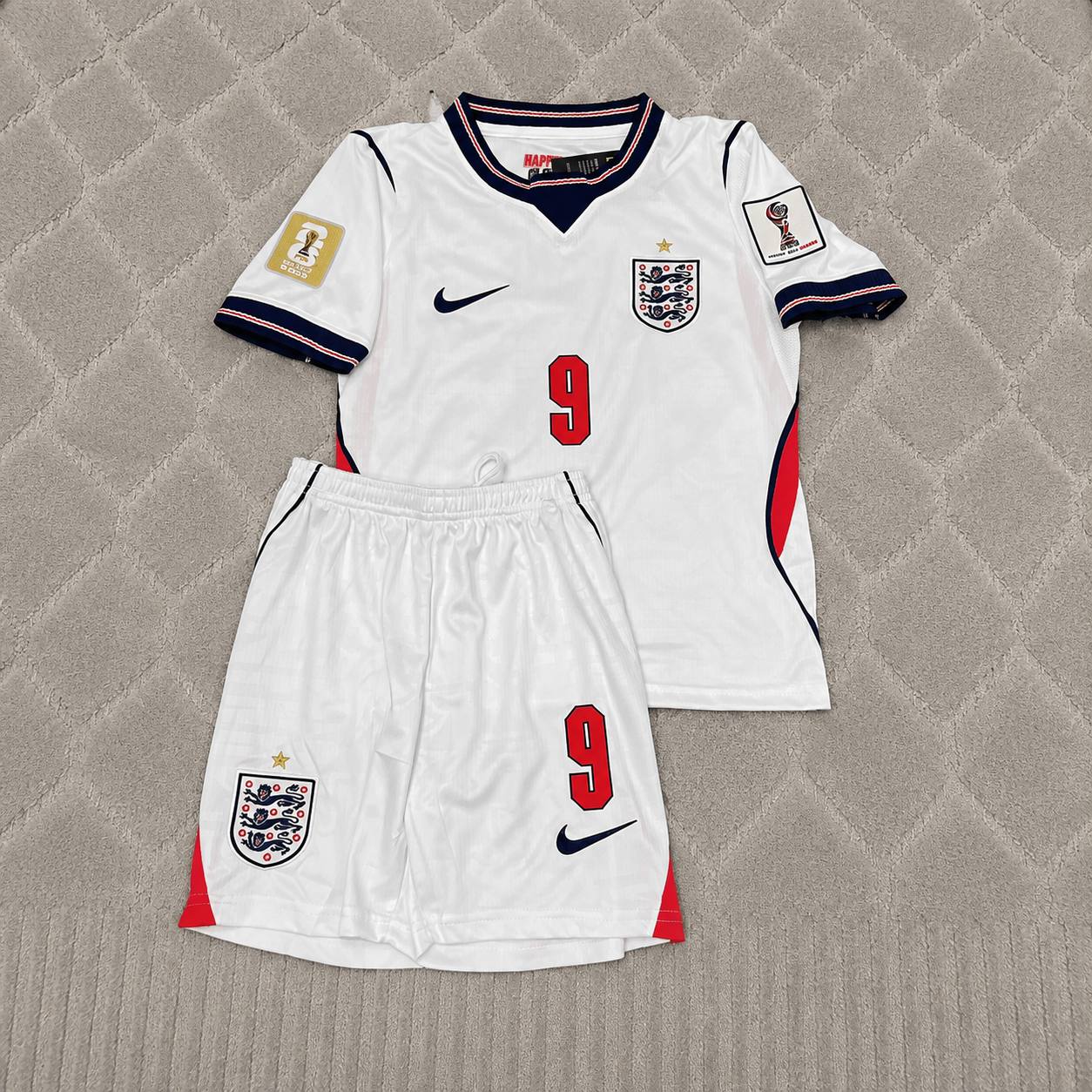 Harry Kane #9 England 2026 World Cup White Kids Football Jersey Kit