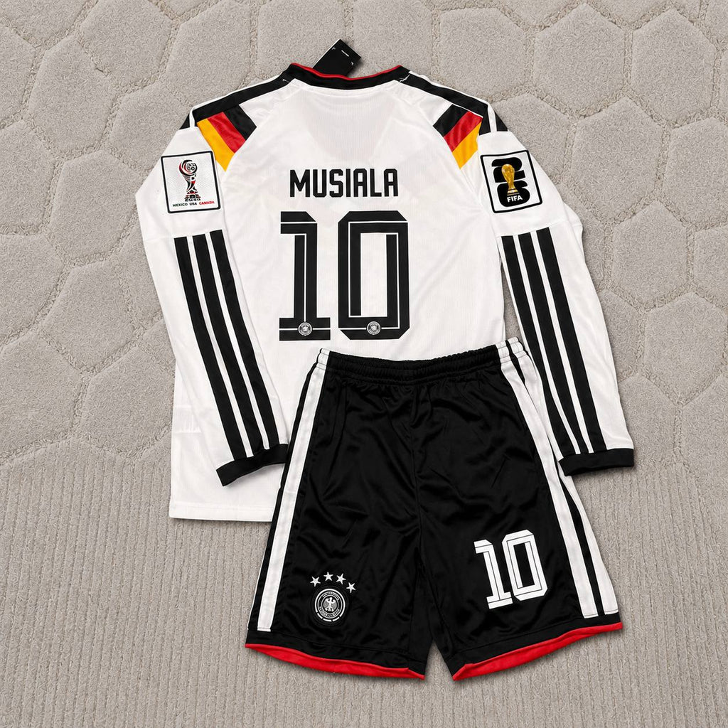 Jamal Musiala 10- Germany 2026 World Cup Kids Long Sleeve Home Football Jersey Kit