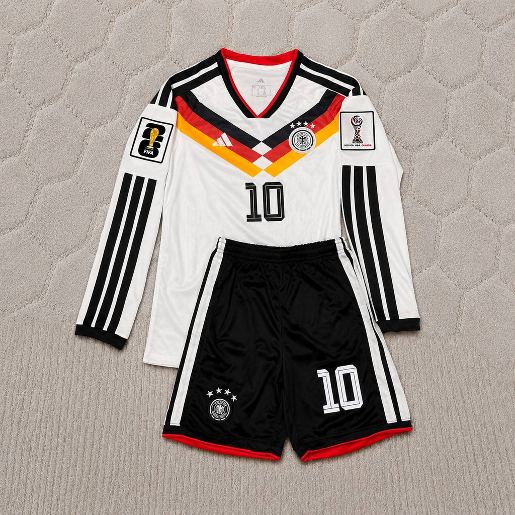 Jamal Musiala 10- Germany 2026 World Cup Kids Long Sleeve Home Football Jersey Kit