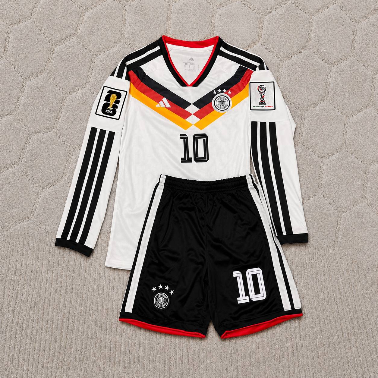 Jamal Musiala 10- Germany 2026 World Cup Kids Long Sleeve Home Football Jersey Kit