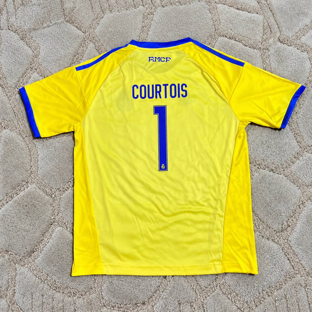 Tibo Courtois Real Madrid New Season Goalkeeper Yellow  Football Shirt Jersey Kit Trikot Maillot Magliaa