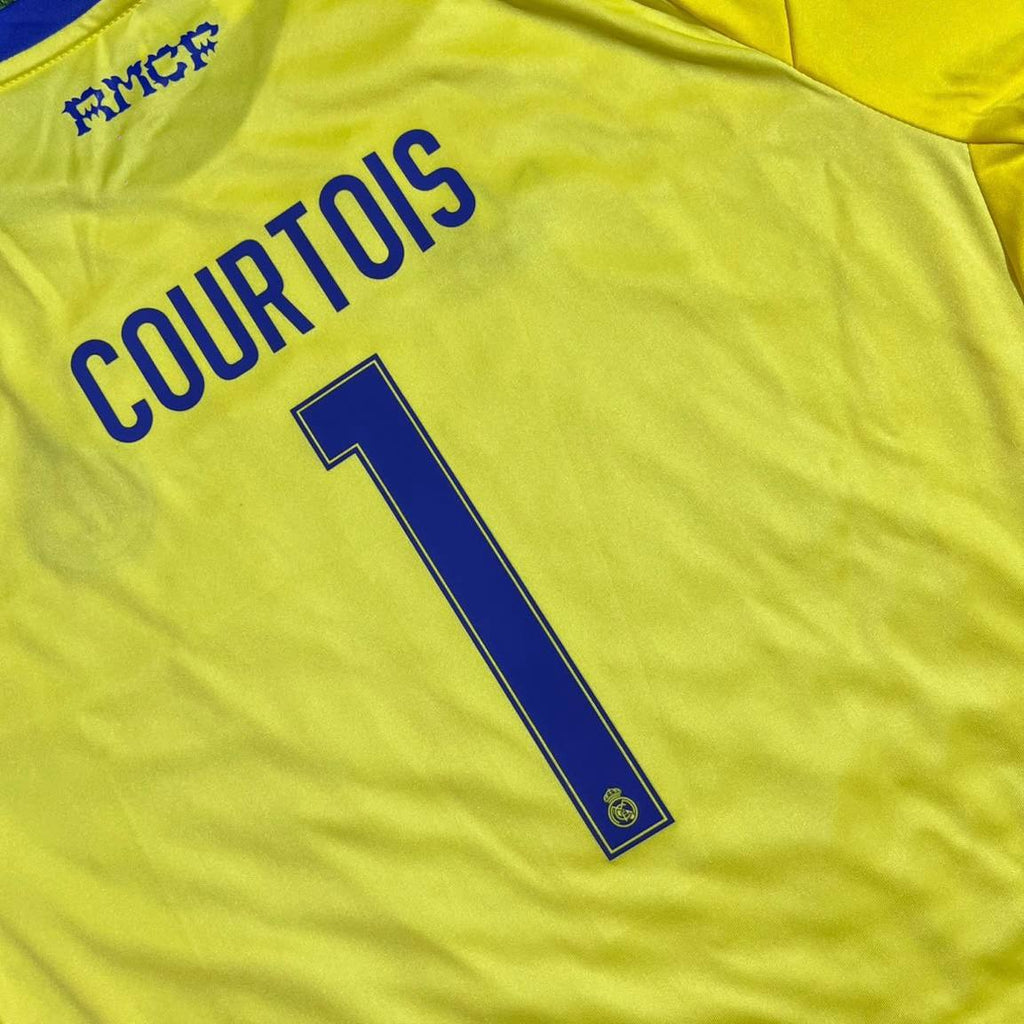 Tibo Courtois Real Madrid New Season Goalkeeper Yellow  Football Shirt Jersey Kit Trikot Maillot Magliaa