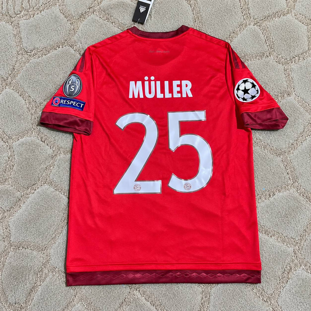 Thomas Müller Bayern Munich 2015-2016 Home Red Football Shirt Jersey Kit Soccer Trikot Maillot