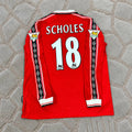 Paul Scholes 18 - Manchester United 1999 Red Long Sleeve Football Shirt Jersey Kit Trikot Maillot