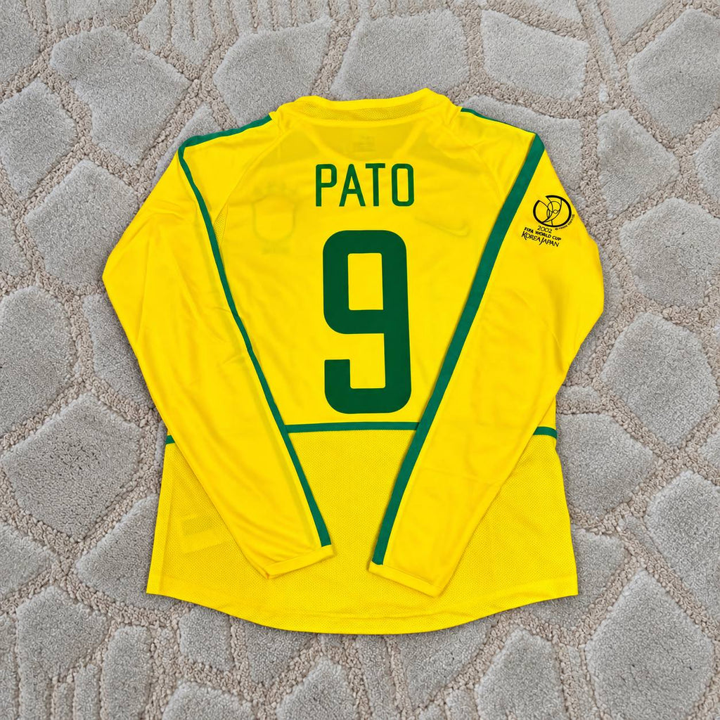 Alexandre Pato #9 Brazil Yellow Long Sleeve Retro Football Shirt Jersey Kit Trikot Maillot