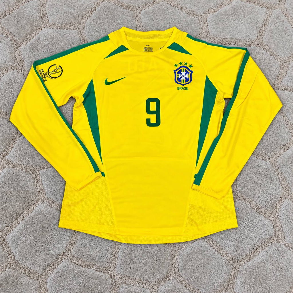 Alexandre Pato #9 Brazil Yellow Long Sleeve Retro Football Shirt Jersey Kit Trikot Maillot