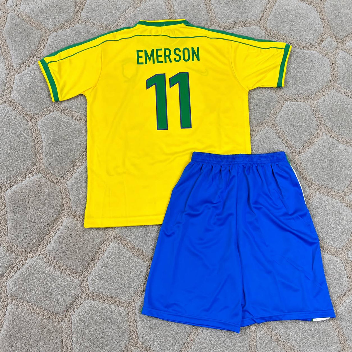 Emerson #11 Brazil World Cup 1998 Kids Retro Football Shirt Jersey Kit Trikot Maillot