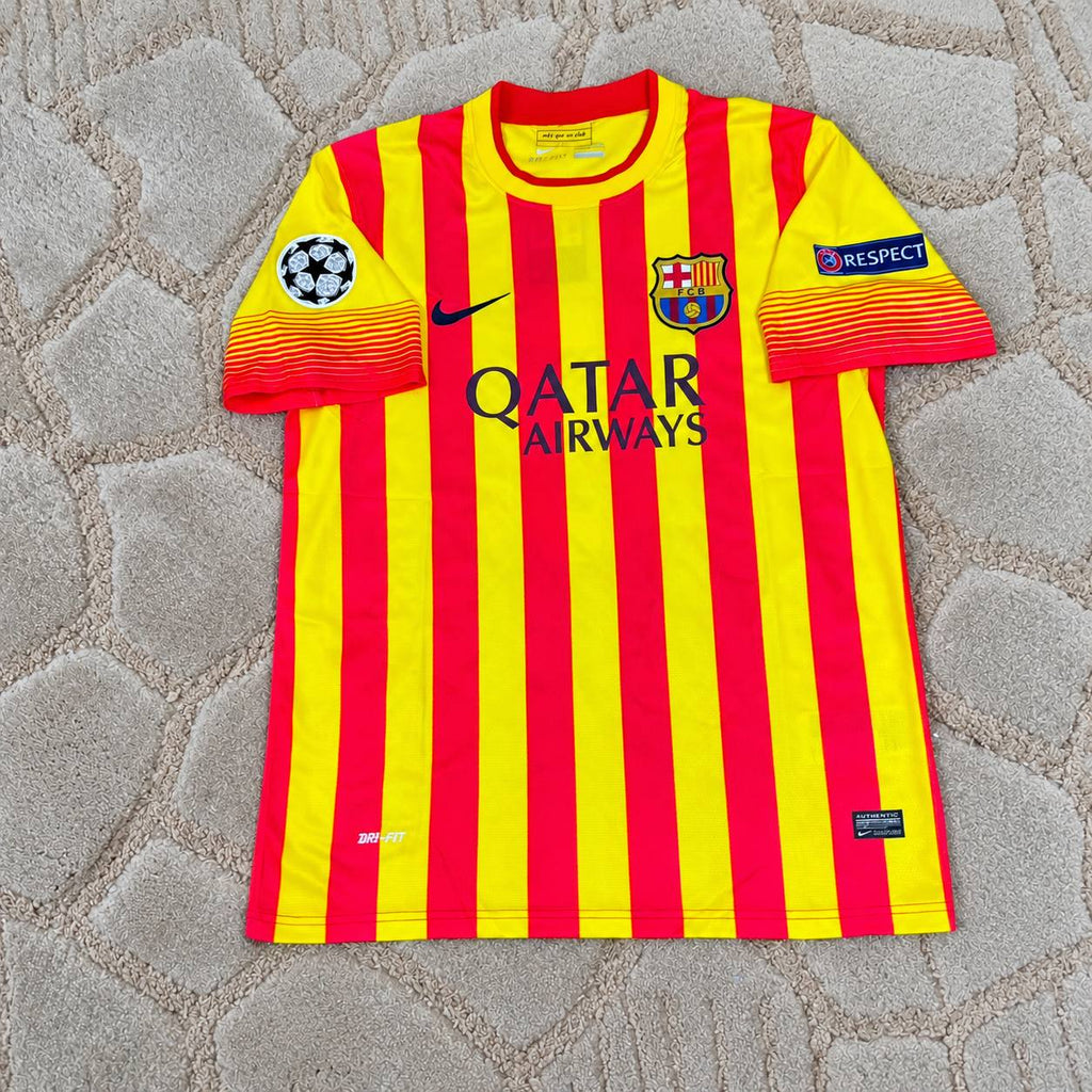 Carles Puyol 5 - Barcelona 2013/2014 Yellow Red Retro Football Shirt Jersey Kit Trikot Maillot Magliaa