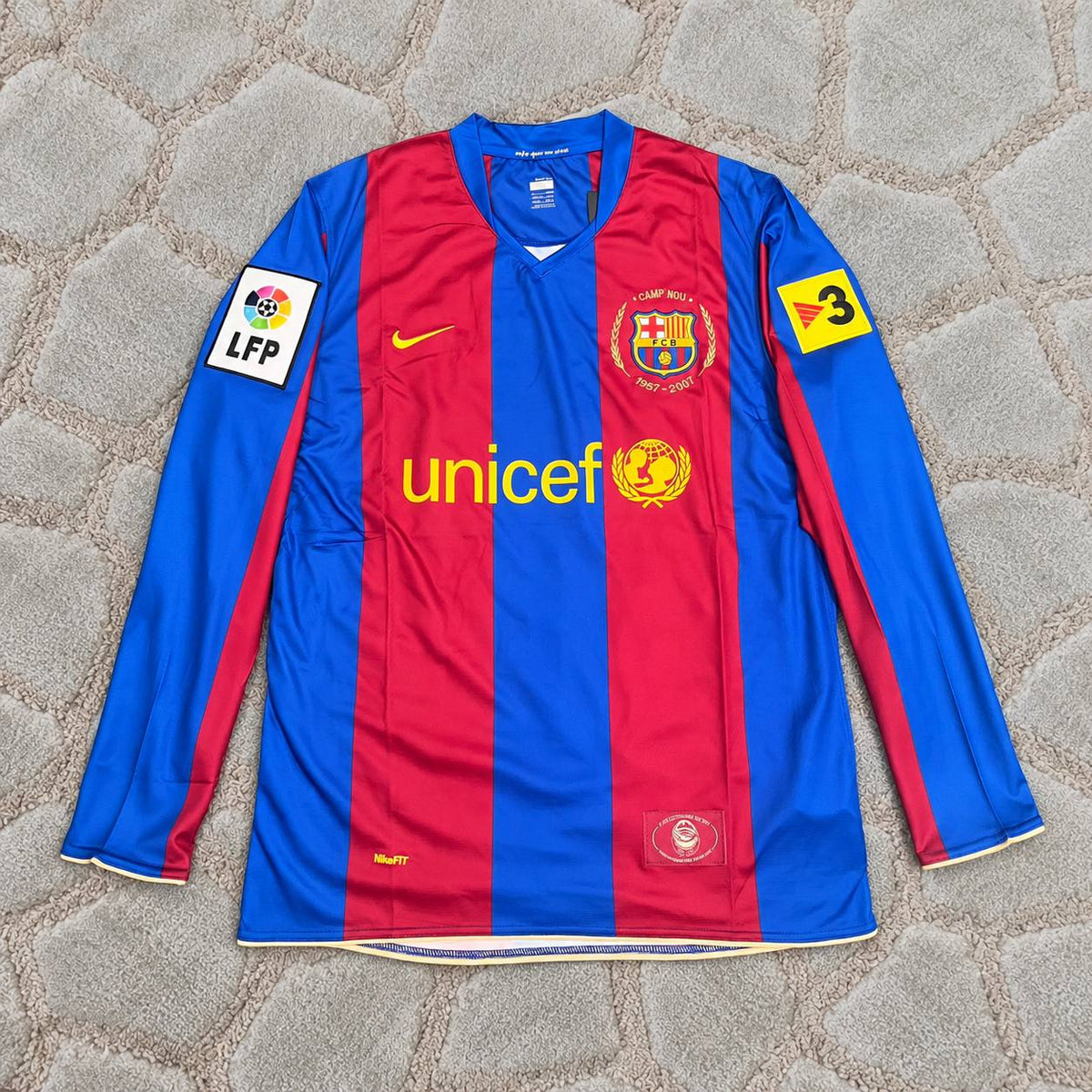 Carles Puyol Barcelona 2007 Retro Football Shirt Jersey Kit Trikot Maillot Magliaa