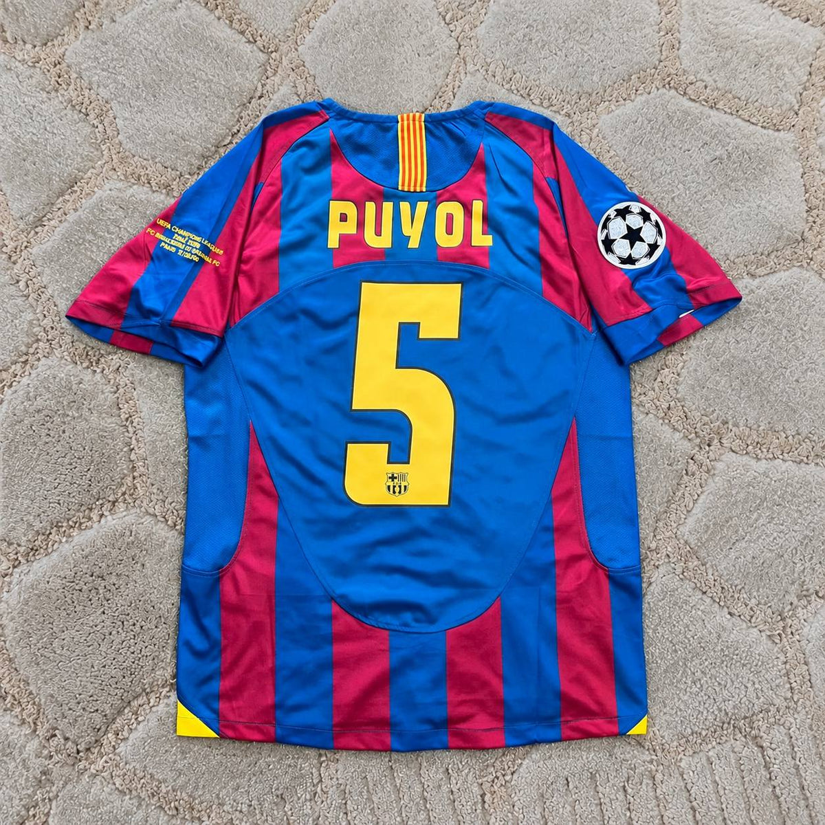 Carles Puyol Barcelona 2006 Paris Final  Retro Short Sleeve Football Shirt Jersey Kit Trikot Maillot Magliaa