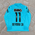 Neymar JR Santos FC 2011 2012 Retro Blue Green Long Sleeve Turquoise Jersey Trikot
