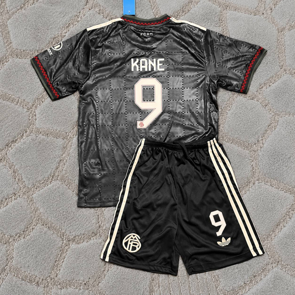 Harry Kane #9 Bayern Munich 2026 Black Kids New Season Football Shirt Jersey Kit Soccer Trikot Maillot