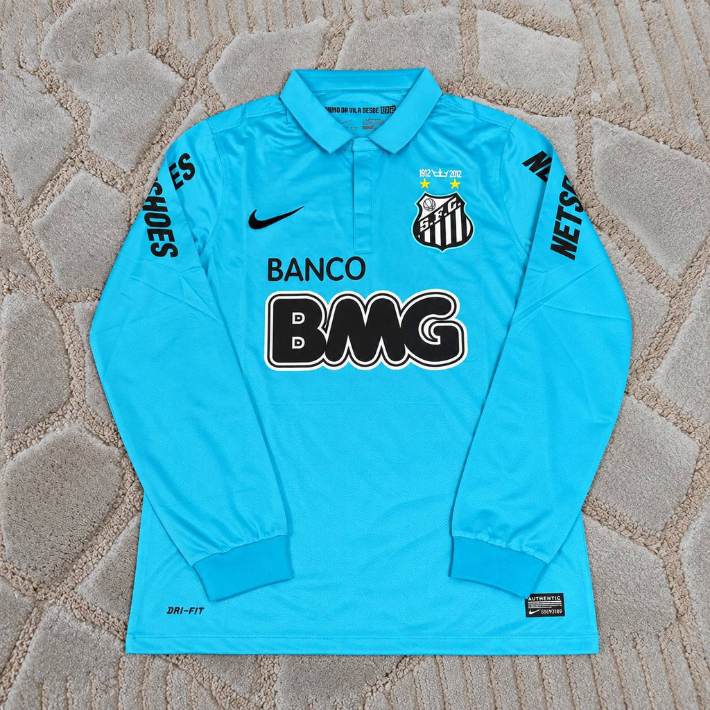 Neymar JR Santos FC 2011 2012 Retro Blue Green Long Sleeve Turquoise Jersey Trikot