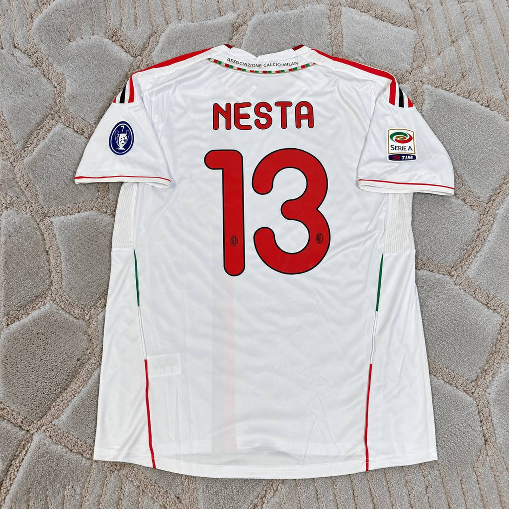 Alessandro Nesta #13 Milan 2011-2012 White Away Retro Football Jersey