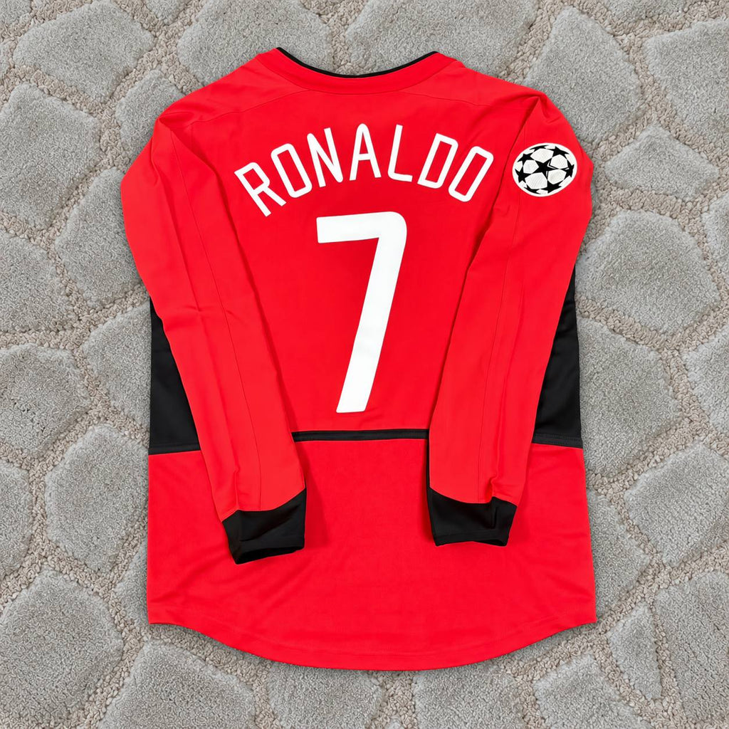 Cristiano Ronaldo #7 Manchester United 2002 2004 Retro Long Sleeve Football Jersey Kit Soccer Shirt Trikot Maillot Maglia