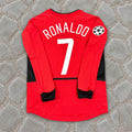 Cristiano Ronaldo #7 Manchester United 2002 2004 Retro Long Sleeve Football Jersey Kit Soccer Shirt Trikot Maillot Maglia