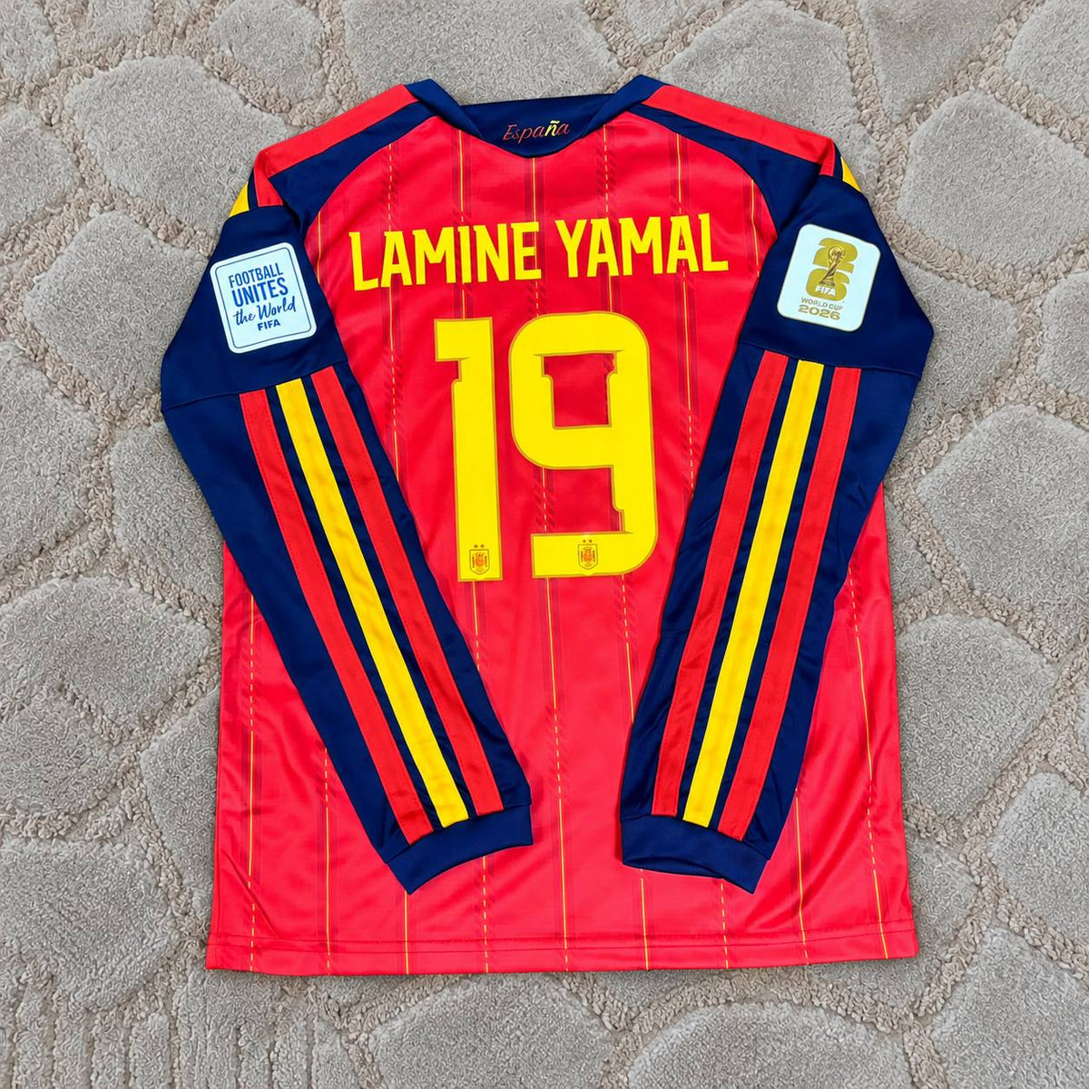 Lamine Yamal Spain World Cup 2026 Home Long Sleeve Football Jersey Kit Soccer Trikot Maillot Maglia