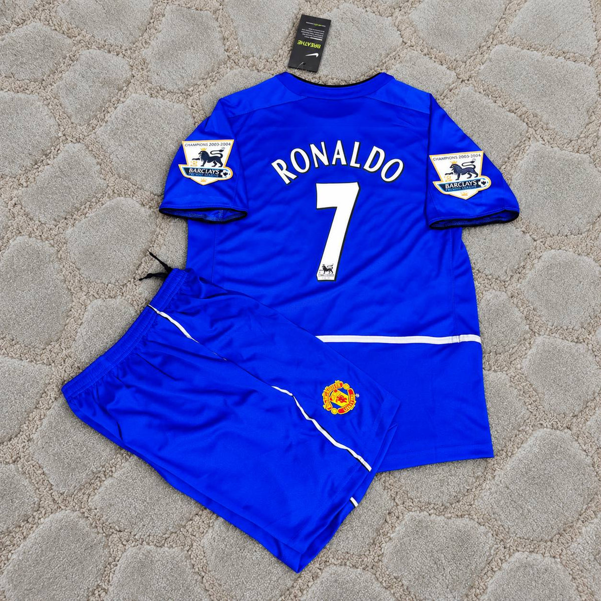 Cristiano Ronaldo Manchester United 2003 Blue Retro Kids Football Shirt Jersey Kit Trikot Maillot Maglia