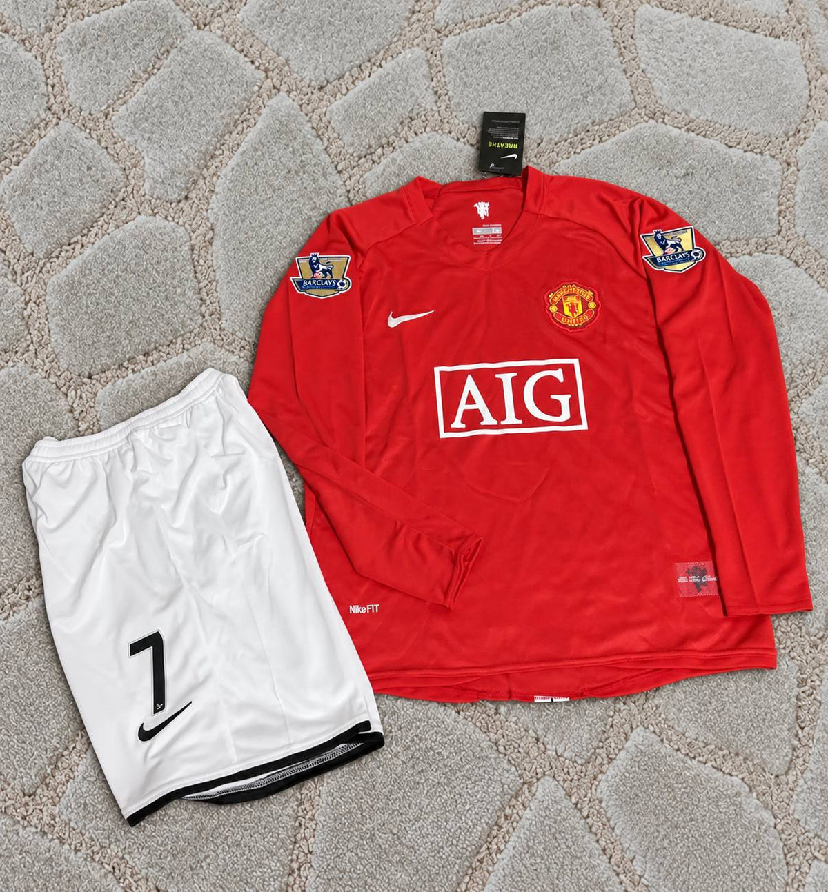 Cristiano Ronaldo #7 Manchester United 2008 EPL Retro Long Sleeve Kids Football Jersey Kit Soccer Shirt Trikot Maillot Maglia