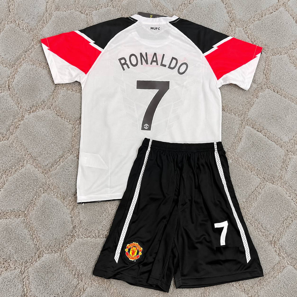 Cristiano Ronaldo #7 Manchester United Champions League Final Kids Retro Football Jersey Kit Soccer Shirt Trikot Maillot Maglia