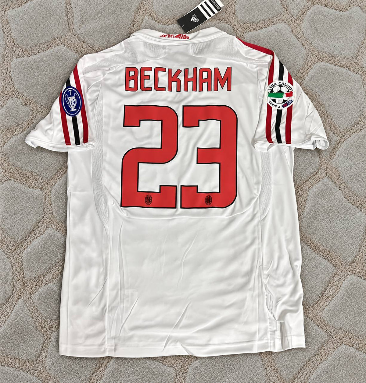 David Beckham 2009 Ac Milan White Retro Football Jersey Kit Maillot Trikot Maglia