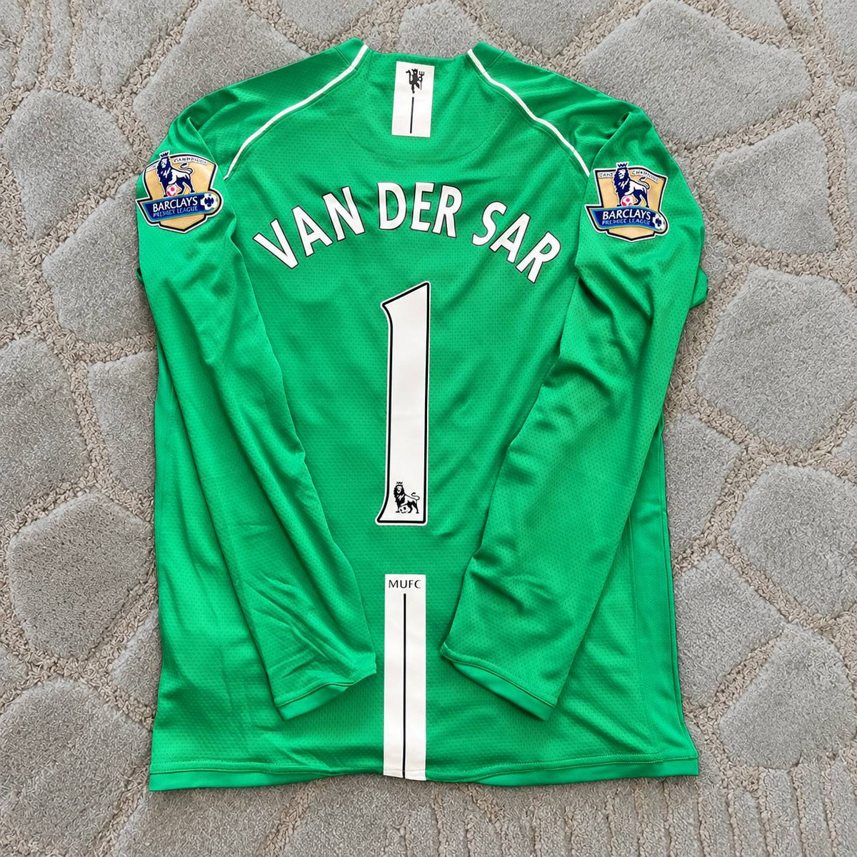 Edwin van der Sar Manchester United Goalkeeper Green Retro Long Sleeve Jersey Kit Trikot Maillot Maglia