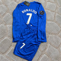 Cristiano Ronaldo #7 Manchester United 2008 09 Blue Retro Kids Football Jersey Kit Soccer Shirt Trikot Maillot Maglia