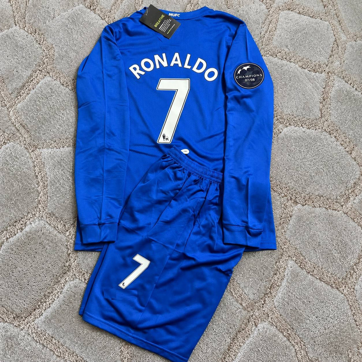 Cristiano Ronaldo #7 Manchester United 2008 09 Blue Retro Kids Football Jersey Kit Soccer Shirt Trikot Maillot Maglia