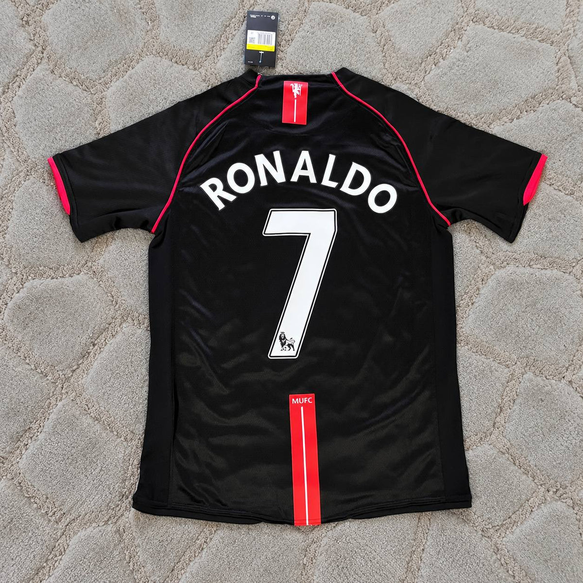 Cristiano Ronaldo #7 Manchester United 2007-2008 Black Retro Football Jersey Kit Soccer Shirt Trikot Maillot Maglia Camiseta