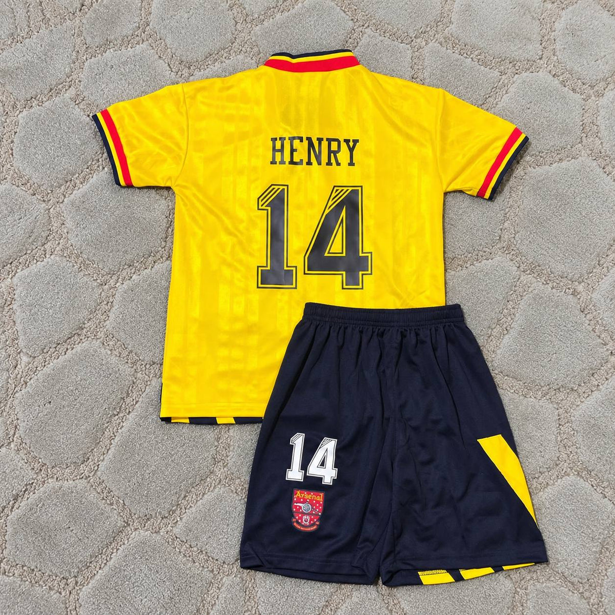 Thierry Henry Arsenal Yellow Kids Retro Football Jersey Kit Soccer Shirt Trikot Maillot Maglia