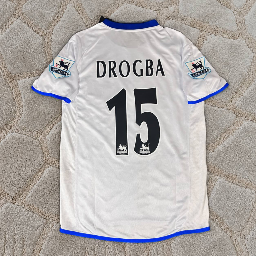 Didier Drogba Chelsea Away 2004 Retro Football Jersey with Premier League Patch Soccer Shirt Trikot Maillot Maglia