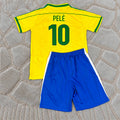 Pele #10 Brazil Retro Kids Football Kit Jersey Kinder Trikot Maillot Enfant Soccer Shirt