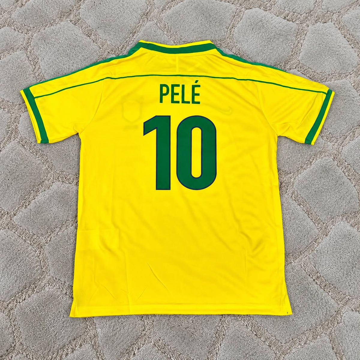 Pele #10 Brazil Retro Football Kit Jersey  Trikot Maillot Enfant Soccer Shirt