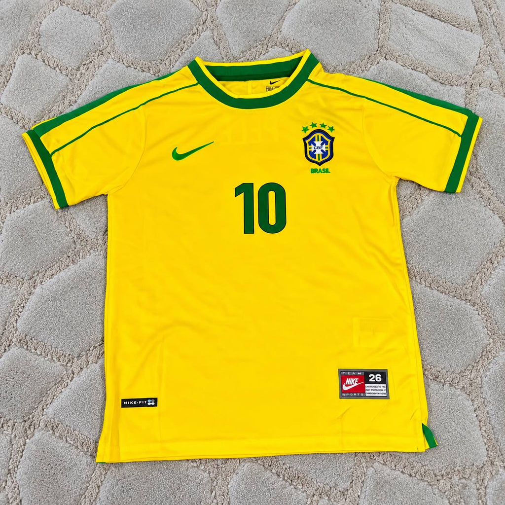 Pele #10 Brazil Retro Football Kit Jersey  Trikot Maillot Enfant Soccer Shirt