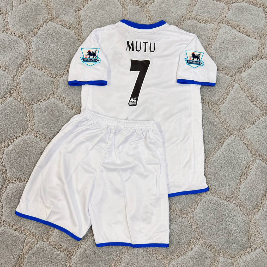 Adrian Mutu Chelsea Away 2004/05 Retro Kids White Football Jersey Kit Trikot Maillot Maglia Soccer Shirt