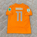 Didier Drogba #11 Ivory Coast 2014 World Cup Home Orange Retro Football Jersey Kit Trikot Maillot Soccer Shirt