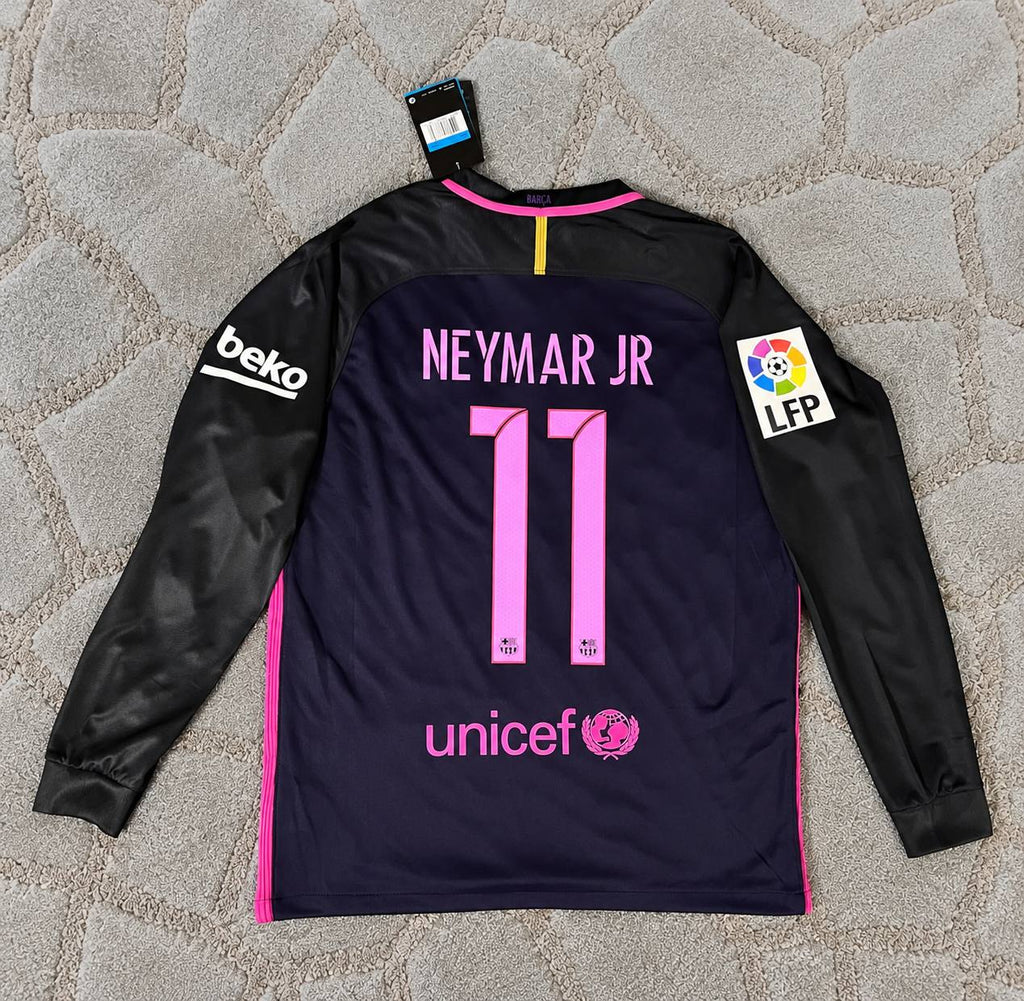 Neymar Jr Barcelona Retro Long Sleeve Football Jersey Kit Trikot Maillot Maglia Soccer Shirt