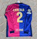 Joao Cancelo #2 Barcelona 2025 Champions League Long Sleeve Football Jersey Kit Trikot Maillot Maglia Soccer Shirt