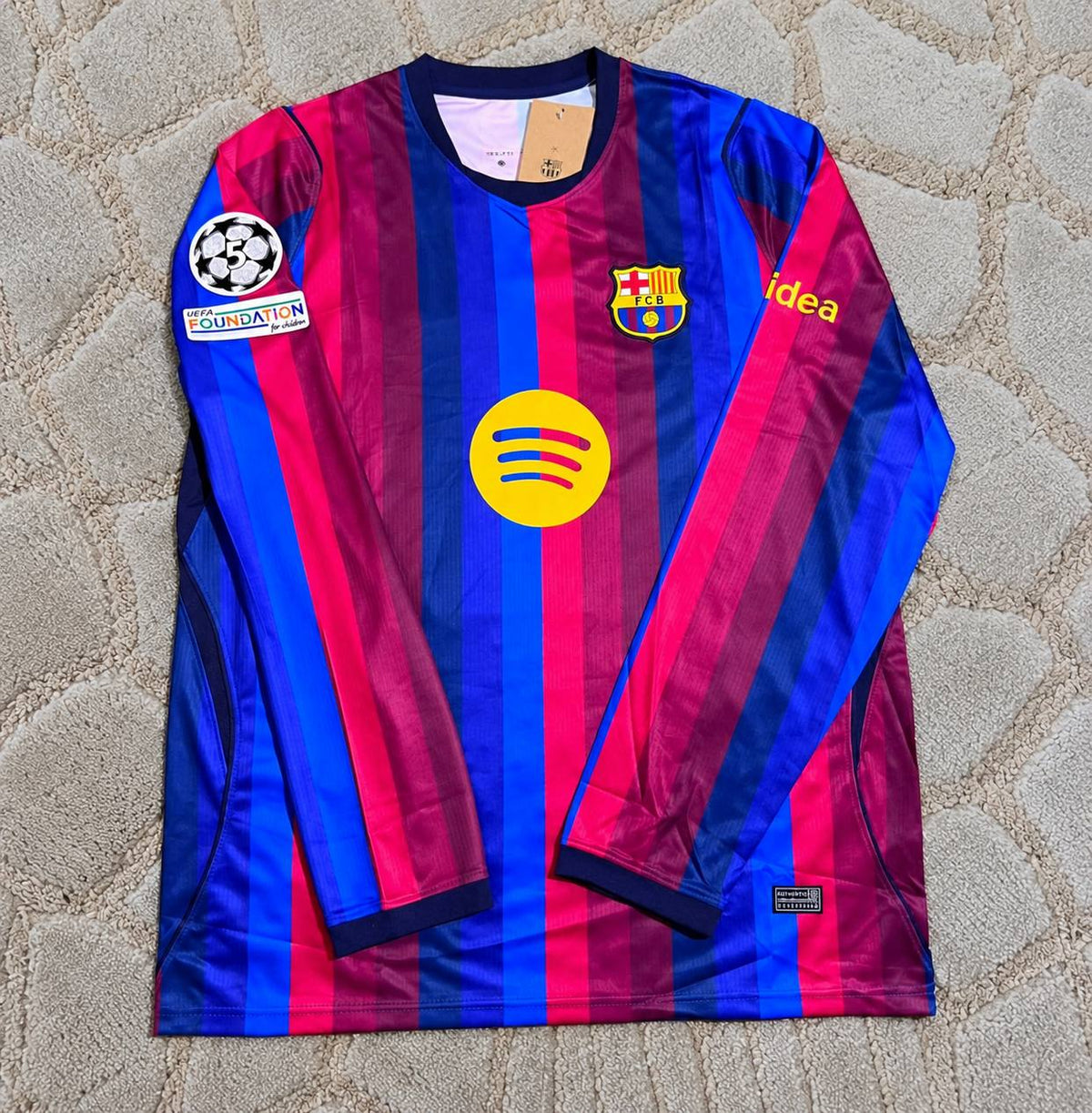 Gavi #6 Barcelona 2027 Champions League Patch Home Long Sleeve Football Jersey Kit Trikot Maillot Maglia Soccer Shirt